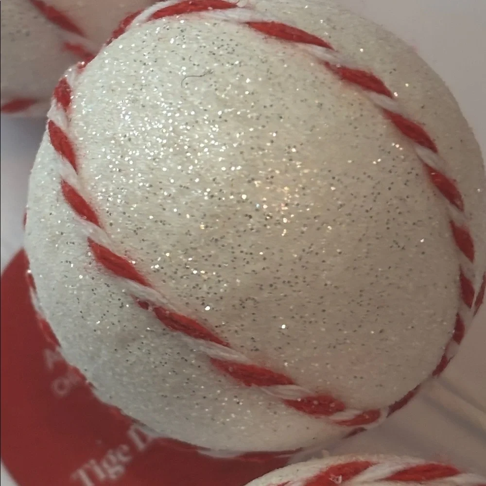 peppermint ball Christmas pick White and Red Ball Picks Set of 11 Candy Tree
